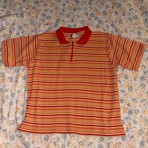 Great Lakes vintage Striped Orange and Red Polo Shirt